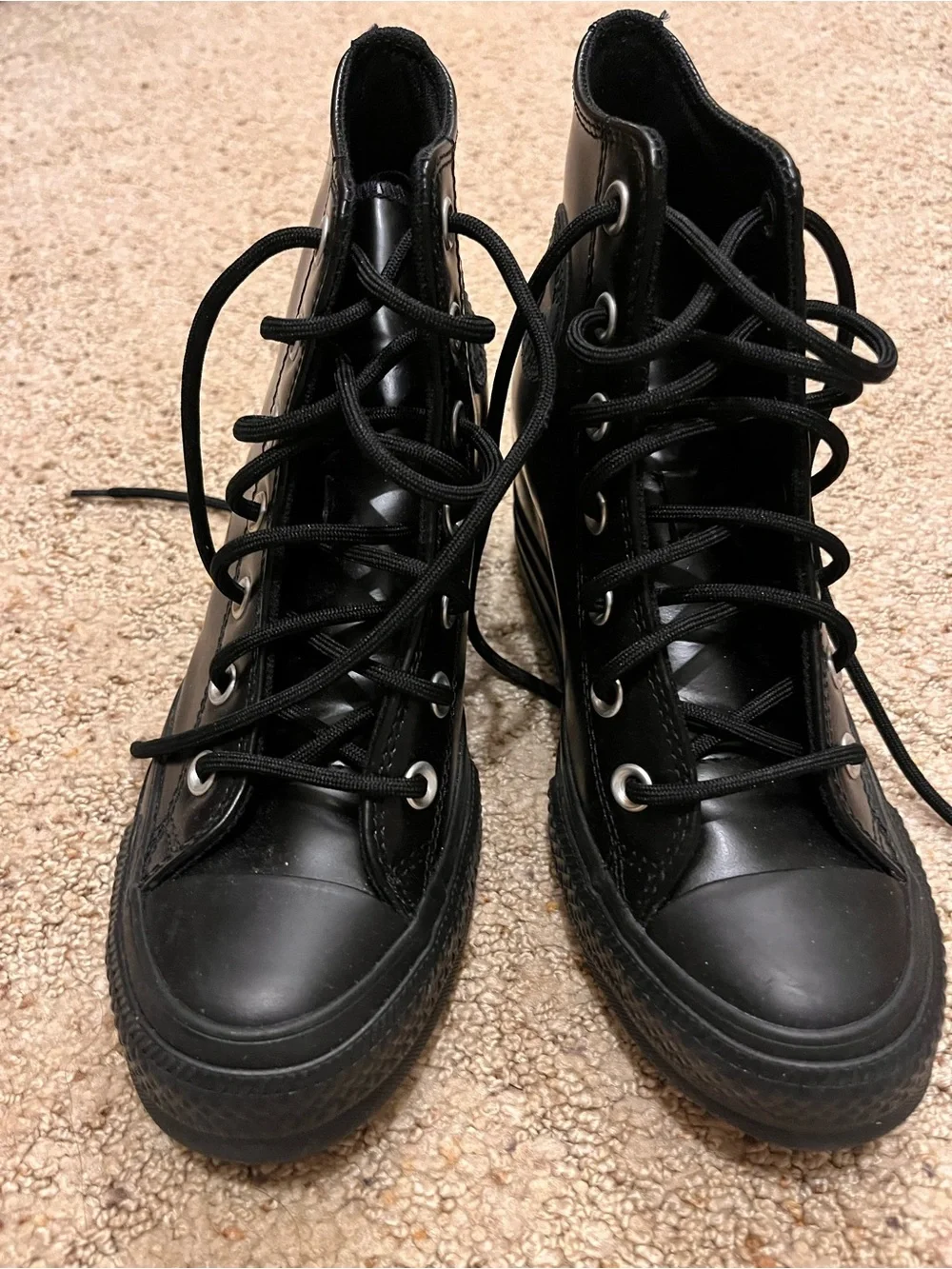 Black High-Top Platform Lace-Up Sneaker